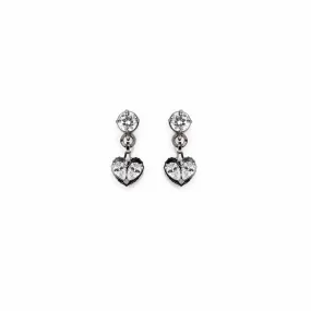 Mini Love Song Stud Earrings [White gems/Black gold]