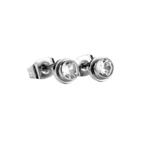 Minimal Zirconia Stud Earring - Silver