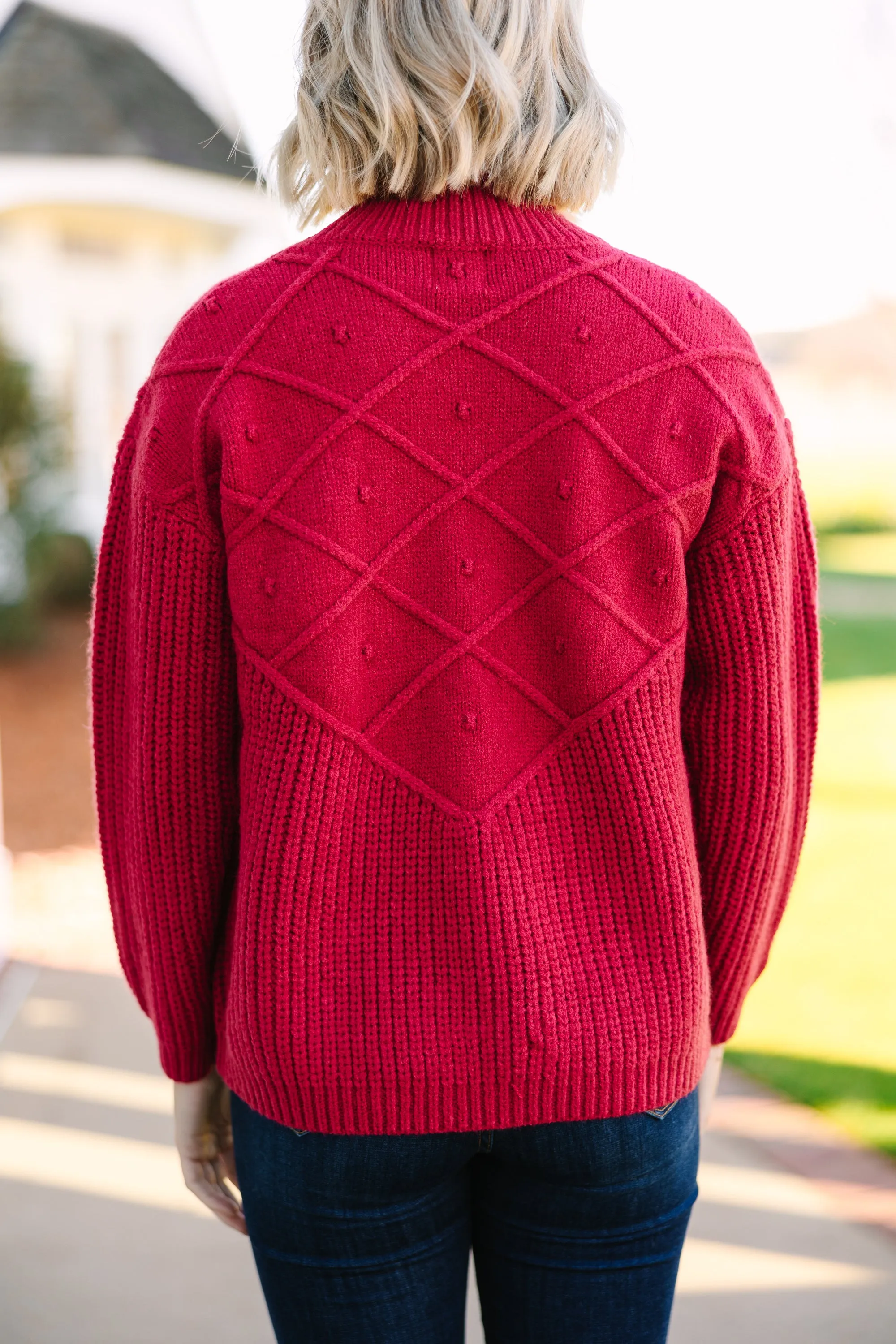 More Than You Know Burgundy Red Mock Neck Sweater