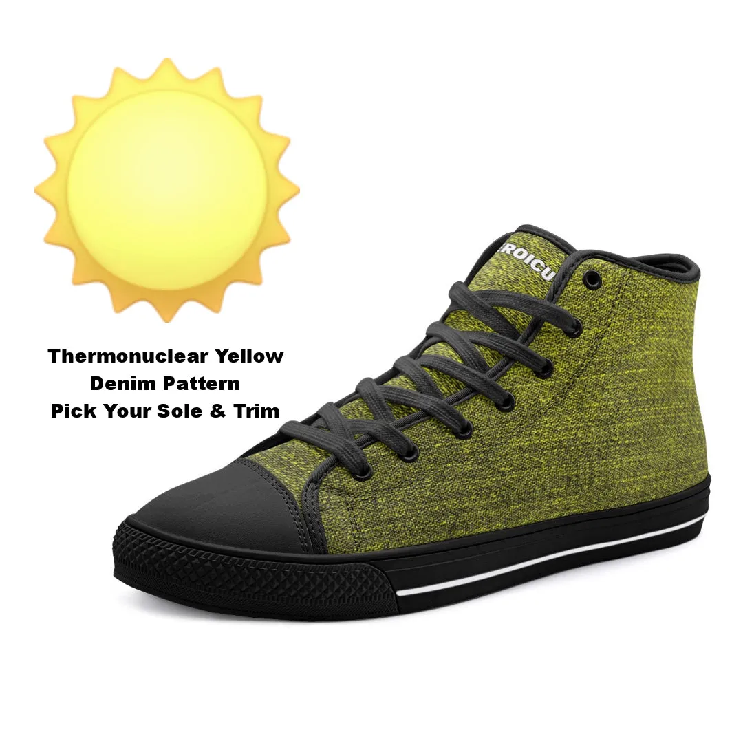 Our Best Canvas High Top Sneaker Men and Women Yellow Denim Pattern