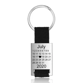 Personalized Calendar Stainless Steel Keychain For Men