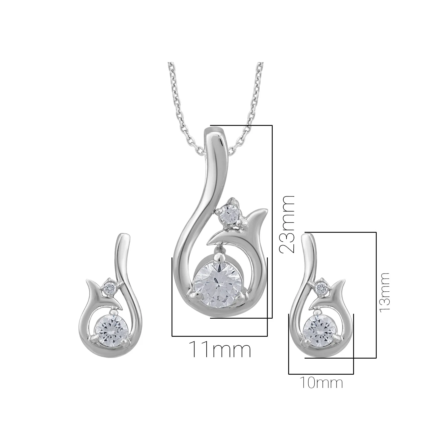 Pissara by Sukkhi Lovely 925 Sterling Silver Cubic Zirconia Pendant Set For Women And Girls|with Authenticity Certificate, 925 Stamp & 6 Months Warranty