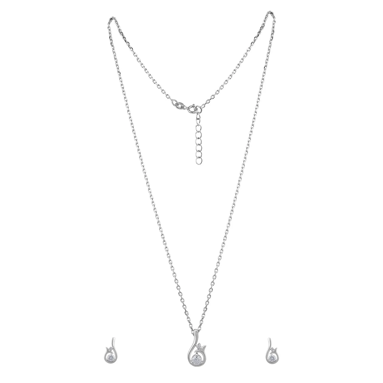 Pissara by Sukkhi Lovely 925 Sterling Silver Cubic Zirconia Pendant Set For Women And Girls|with Authenticity Certificate, 925 Stamp & 6 Months Warranty