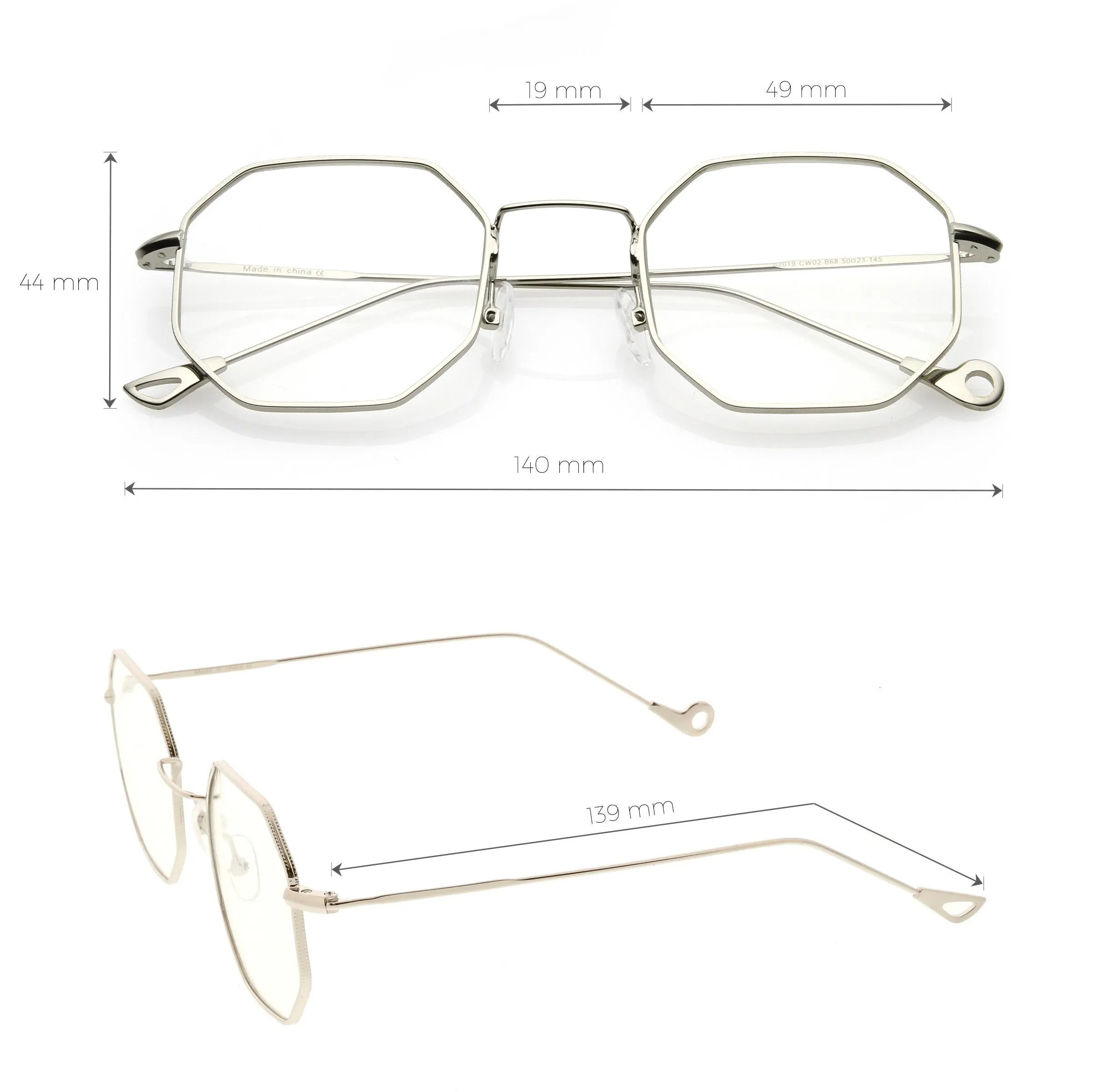 Premium Retro Geometric Octagon Clear Lens Glasses