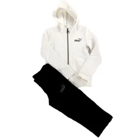 Puma Bronze girl's hooded tracksuit 679156-65 white-black