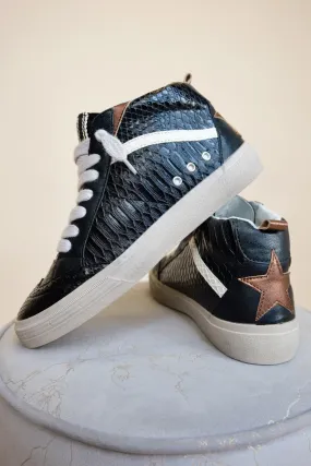 Riley - Black Snake Sneakers