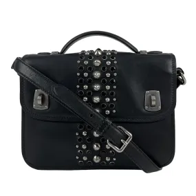 RTG460 2way Mini Boston Soft Calf Borch Handbag Leather Studs in Nero