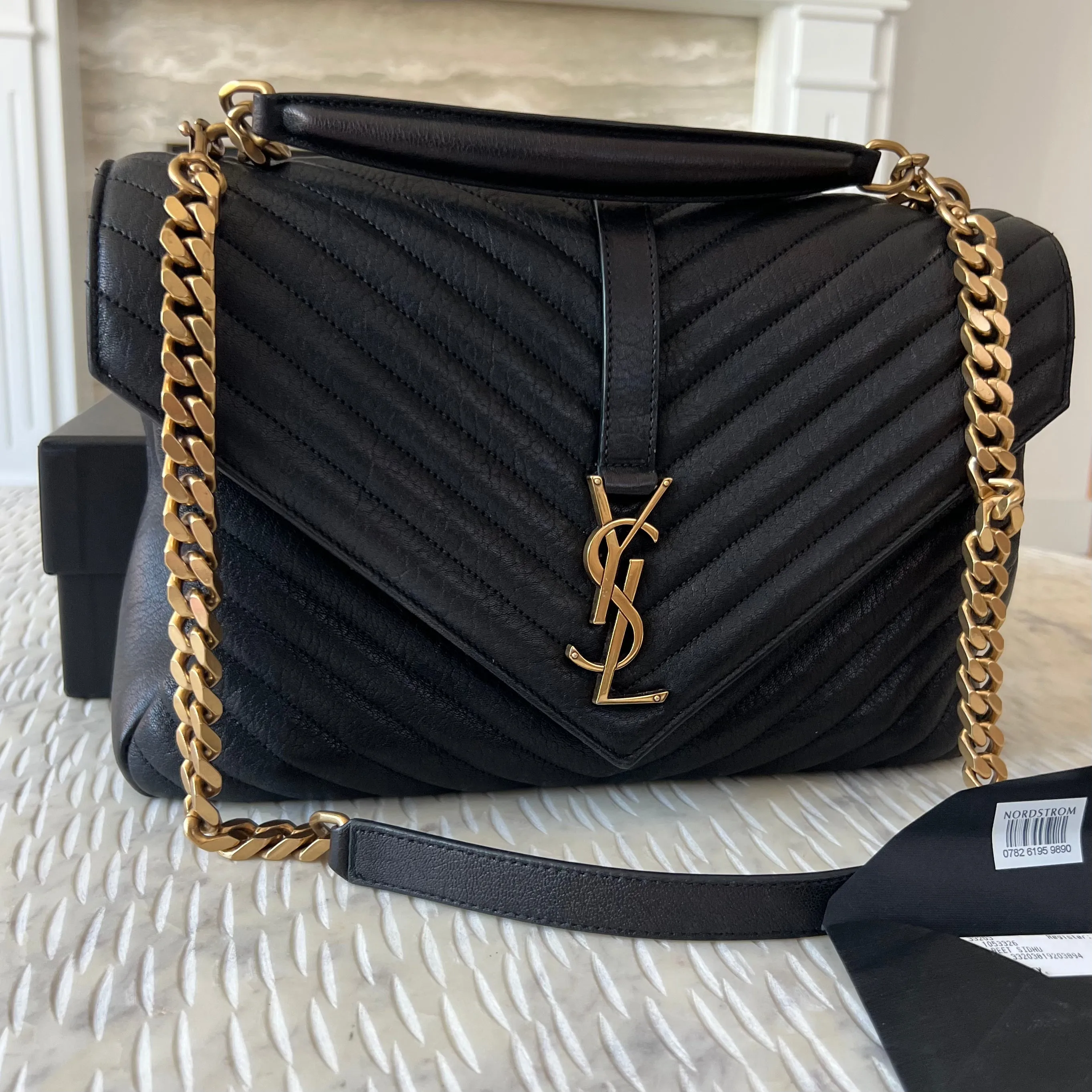 Saint Laurent COLLEGE LARGE CHAIN BAG IN QUILTED LEATHER