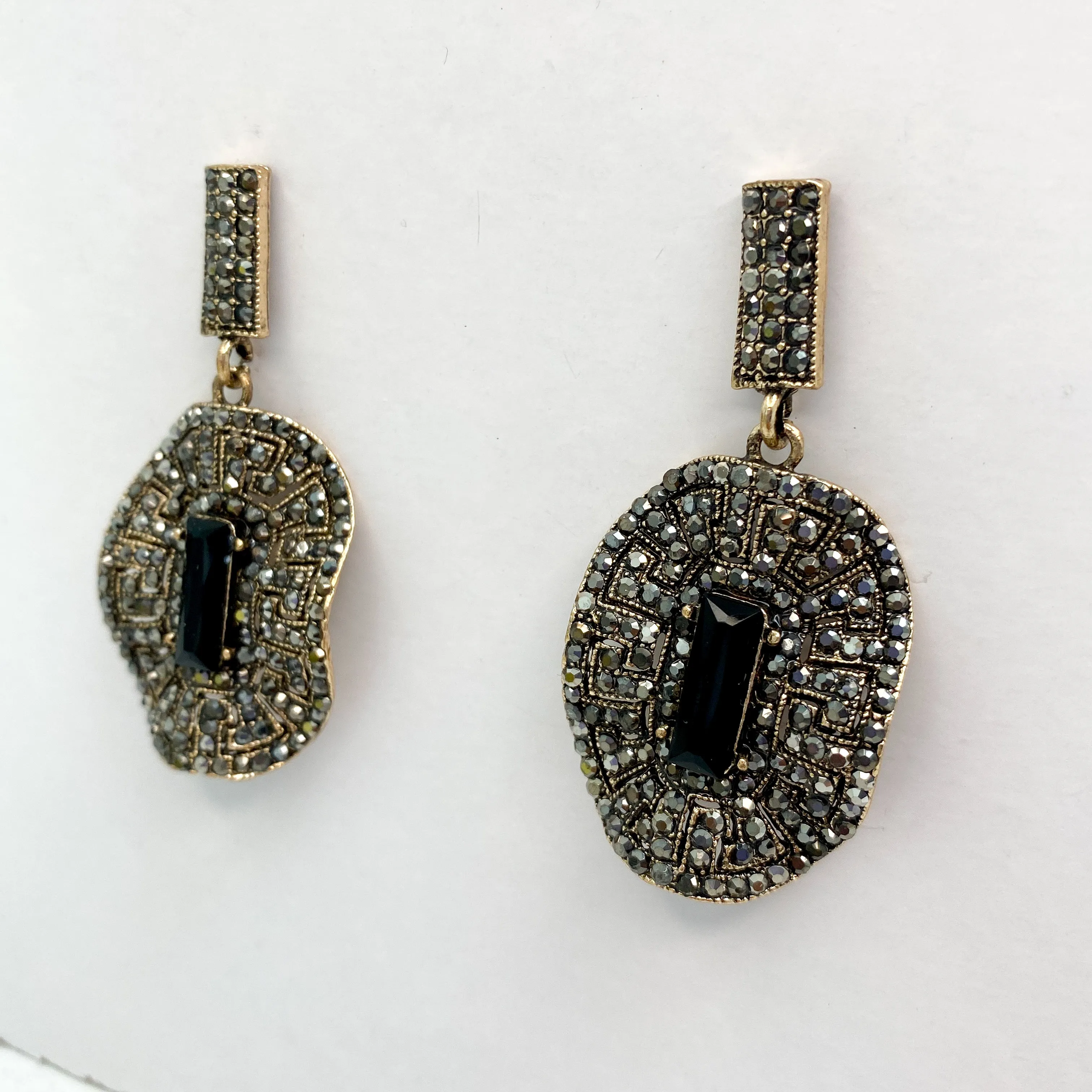 SASHA Gold & Black Jewel Earrings