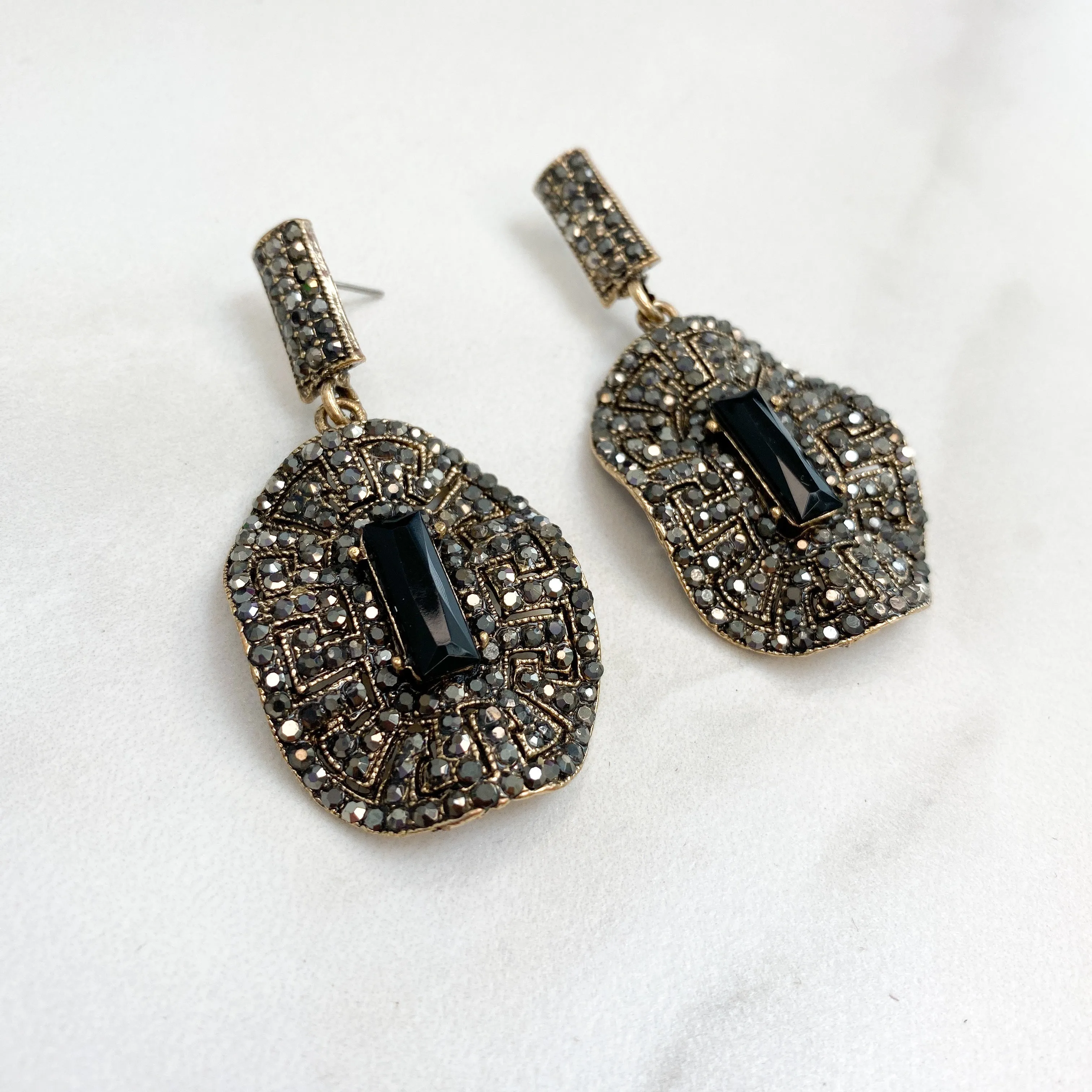 SASHA Gold & Black Jewel Earrings