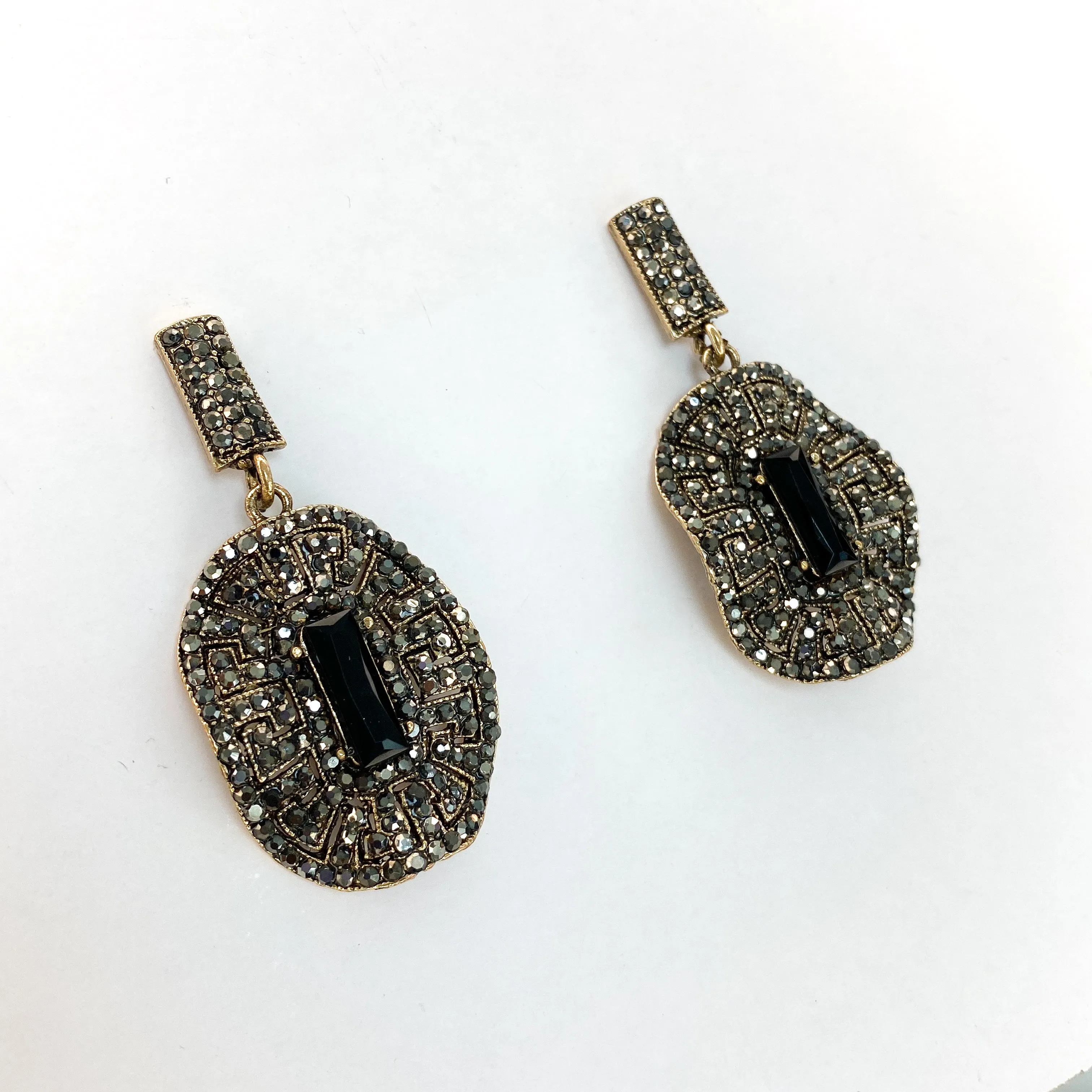 SASHA Gold & Black Jewel Earrings