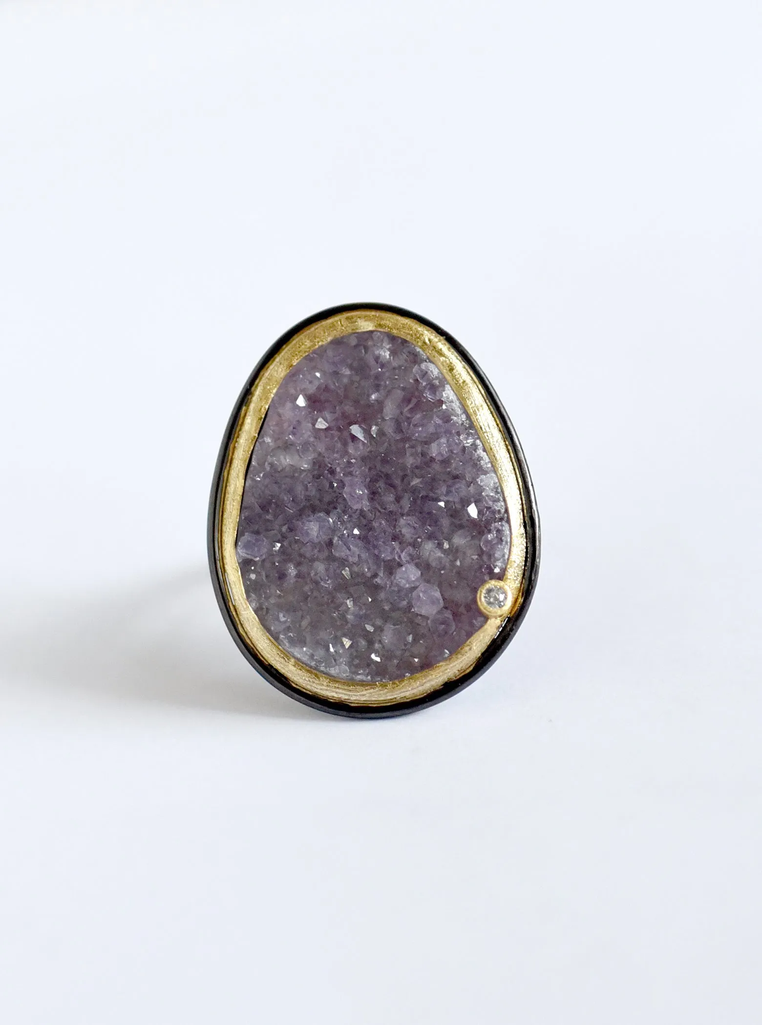 Shining Druzy Large Free-Form Shape Ring