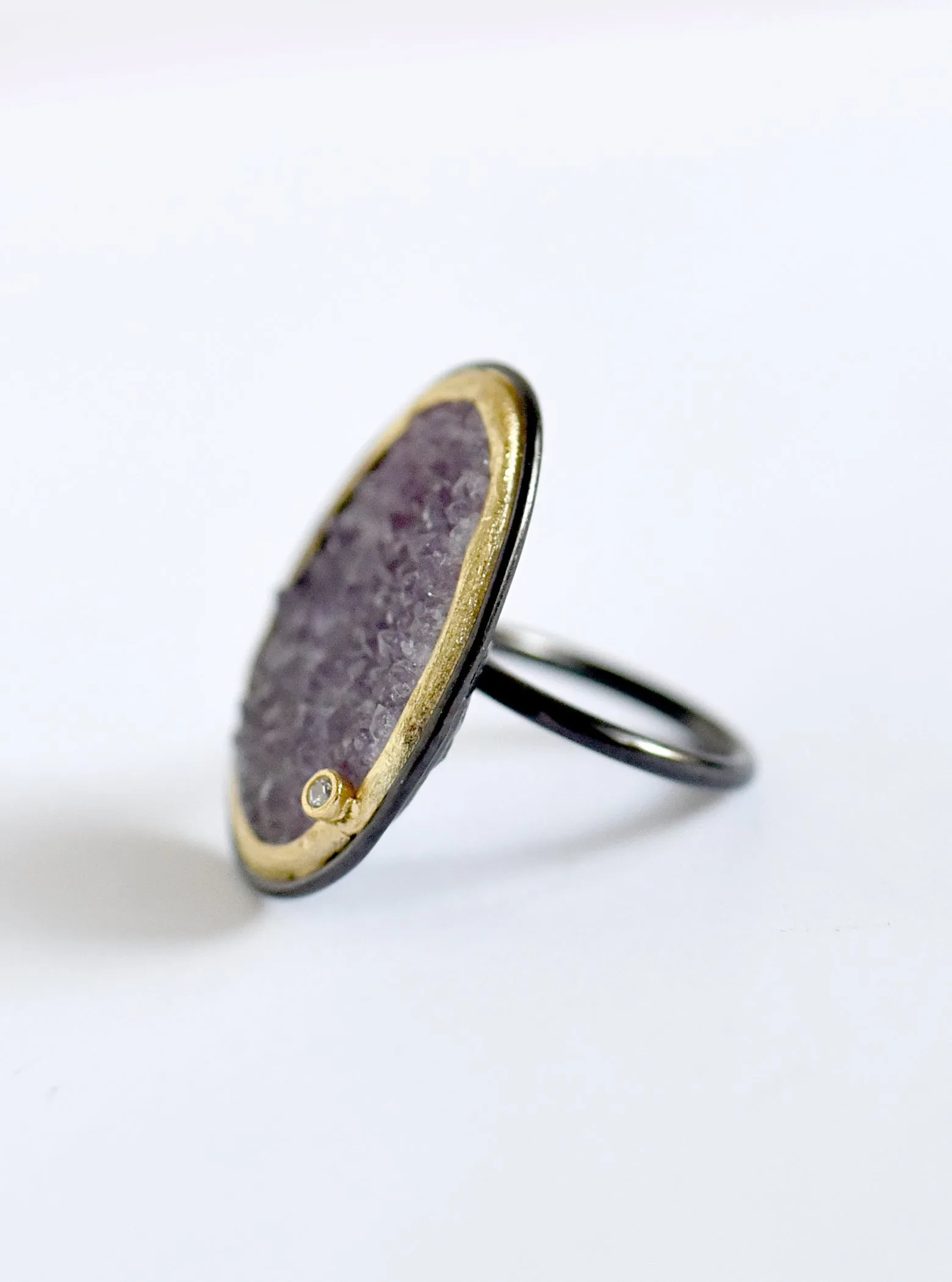 Shining Druzy Large Free-Form Shape Ring