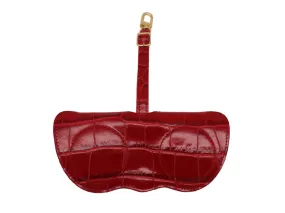 Sunglasses Holder Orinoco 'Croc' Print Calf Leather - Red