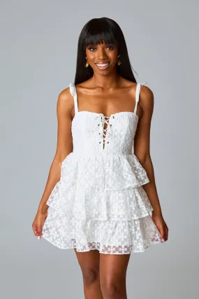 Suzanne Lace Mini Dress - Ivory Eyelet