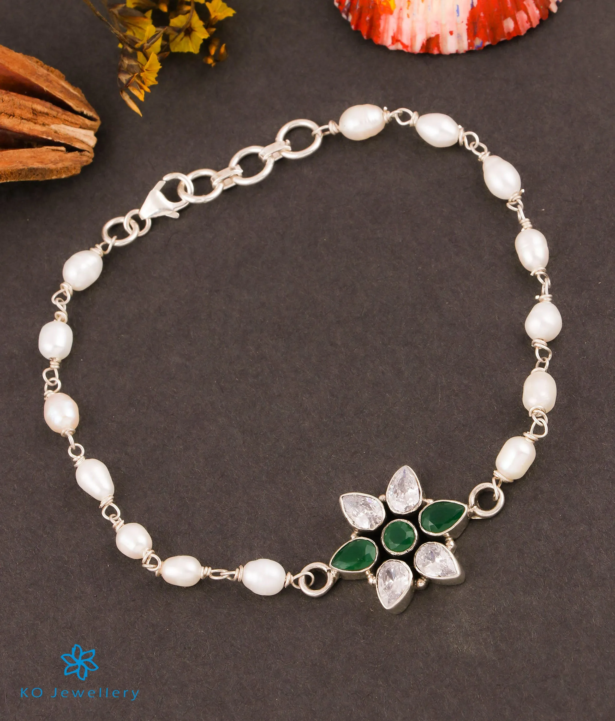 The Taruni Silver Pearl & Gemstone Bracelet