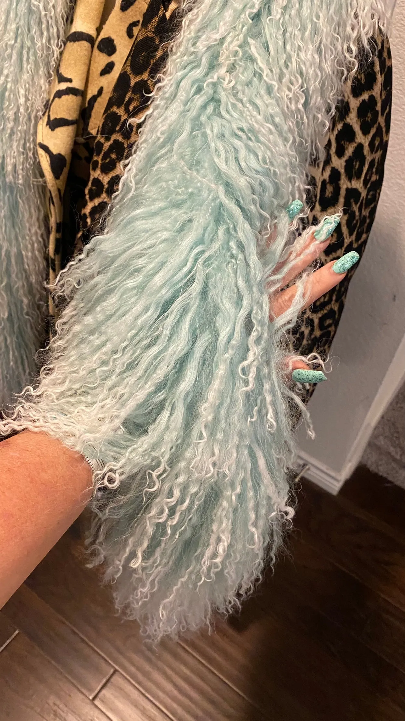 Turquoise Fuzzy Fling Scarf