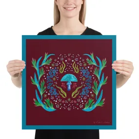 Turquoise Mushroom Poster