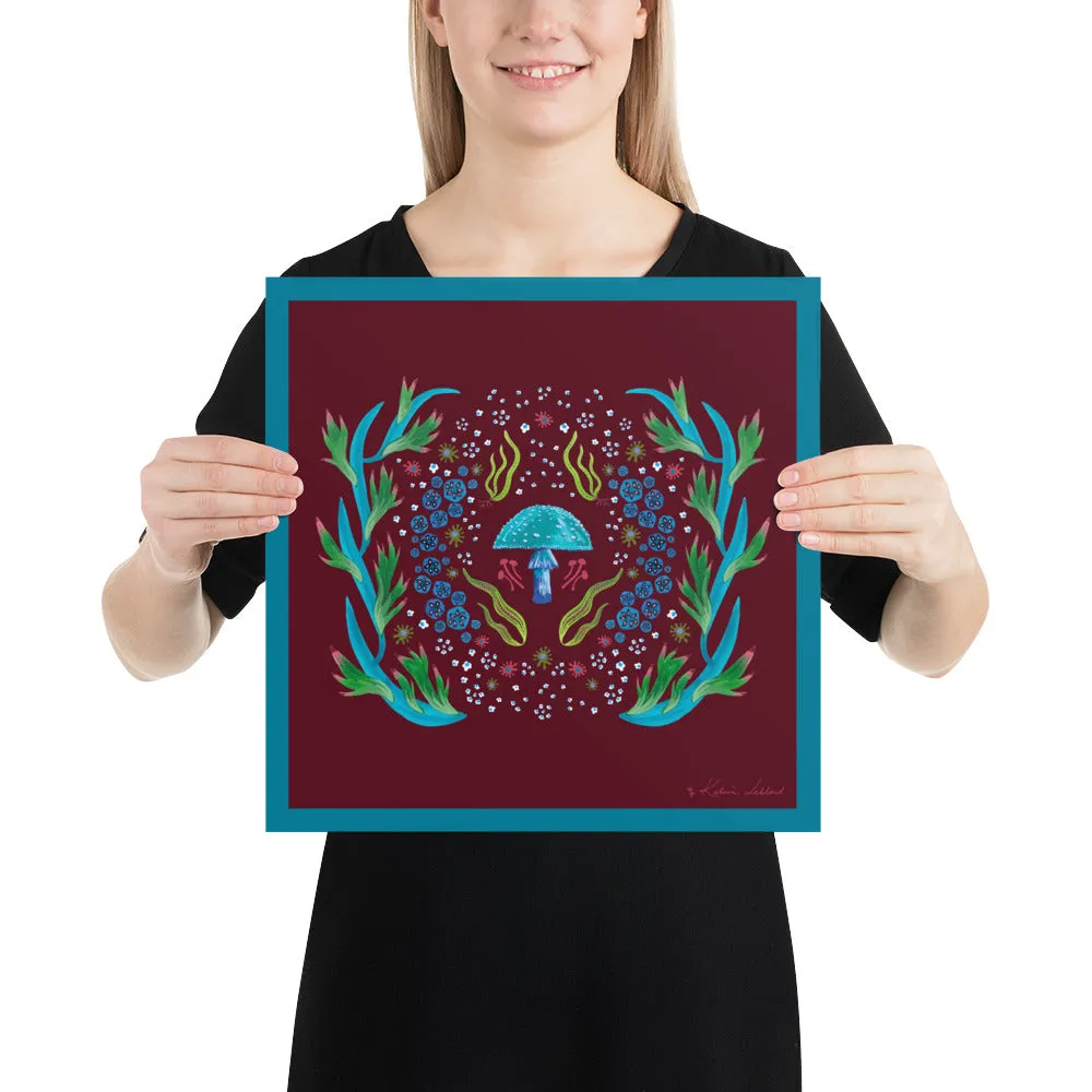 Turquoise Mushroom Poster