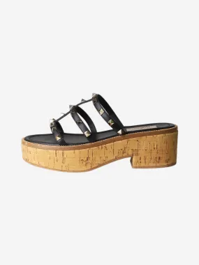 Valentino Black Rockstud cork sandals - size EU 38